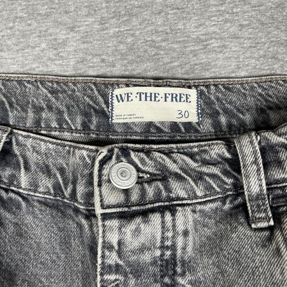Free People We The Free Jeans Womens 30 Gray Wide-Leg Relaxed Acid Wash Barrell - Picture 2 of 12